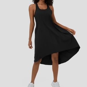 NWT Halara Black Breezeful Backless Racerback Hi-Low A-Line Midi Dress XLarge